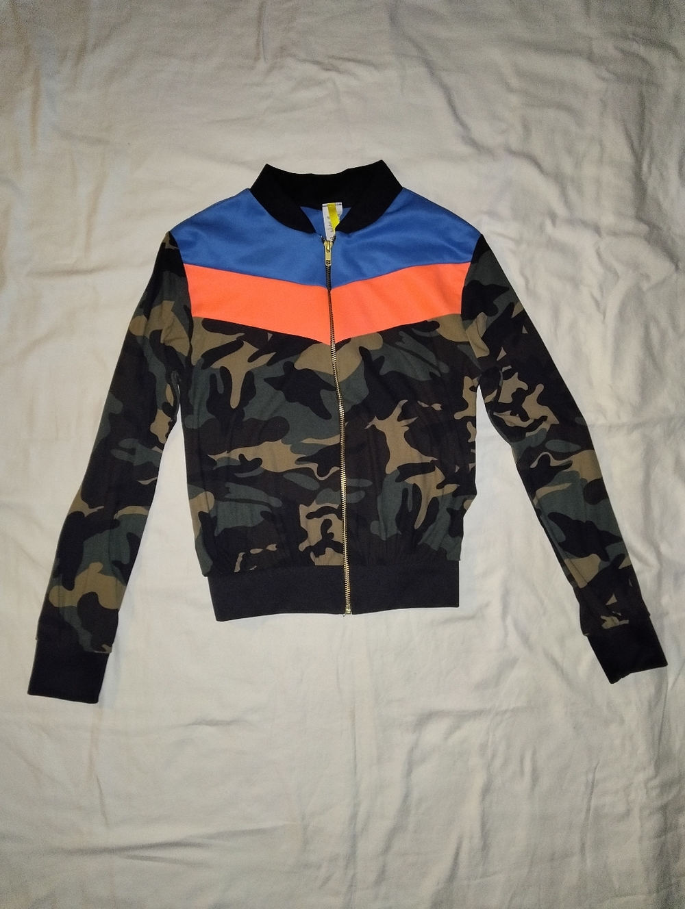 Kids Camo Jogger Sweatpants with Orange and Blue Accents